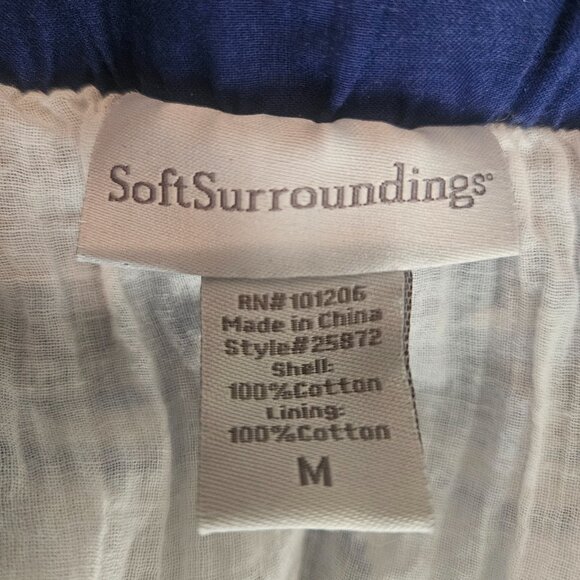 Soft surroundings white blue boho Beachy Cottagecore Lined Paisley Skirt M - Picture 8 of 8